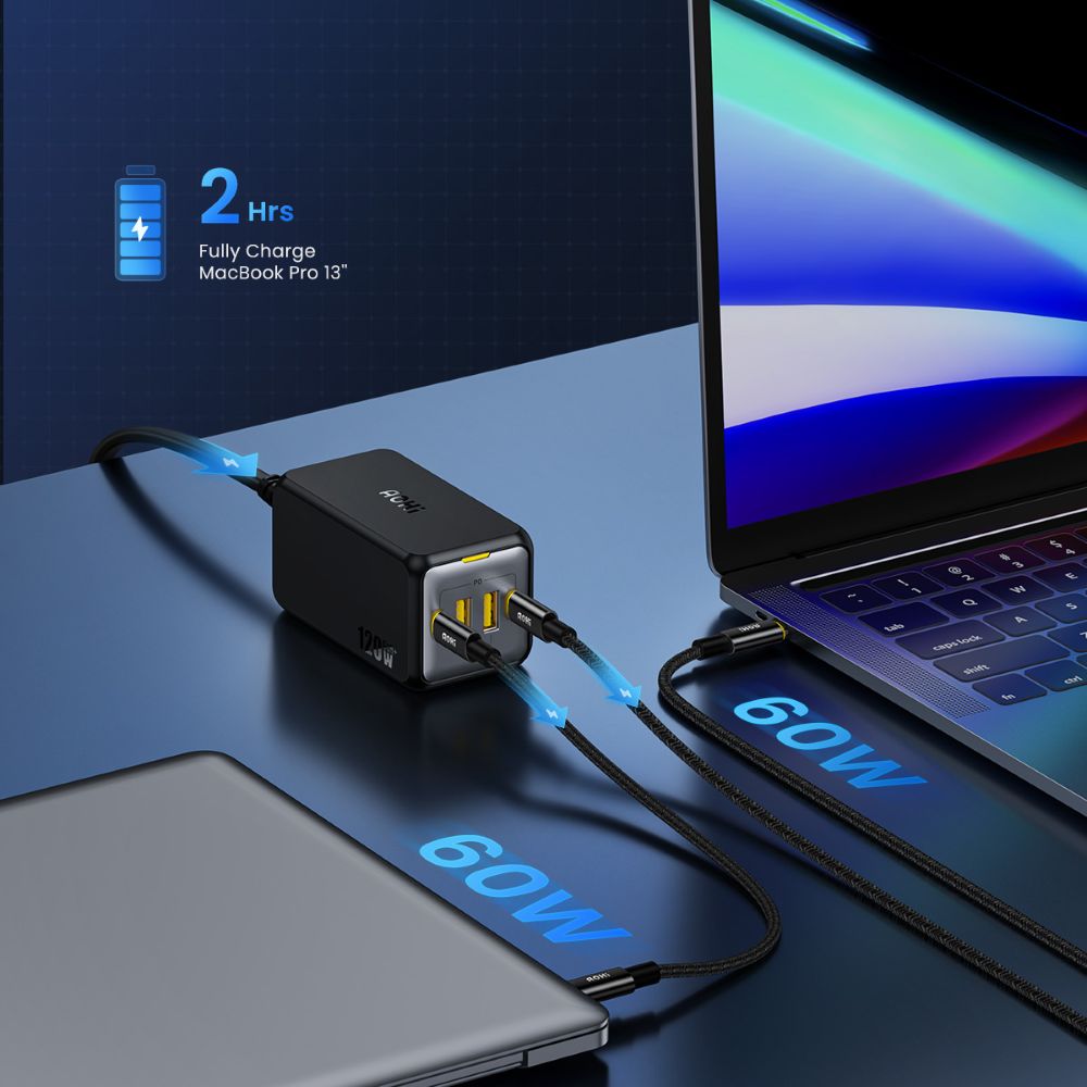 Ładowarka AOHi Magcube PD 120W 2x USB-C, 2x USB-A