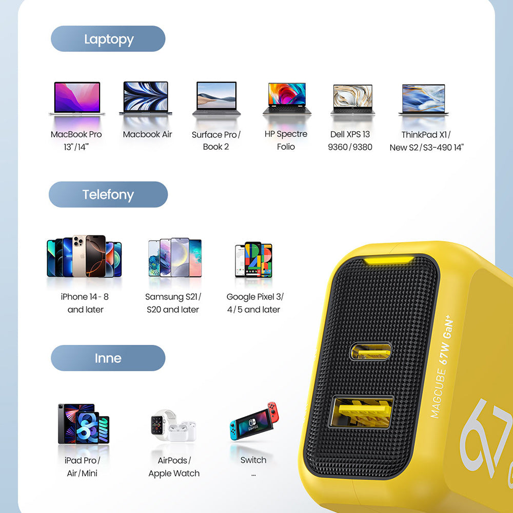 Ładowarka AOHi Magcube PD 67W 1x USB-C, 1x USB-A