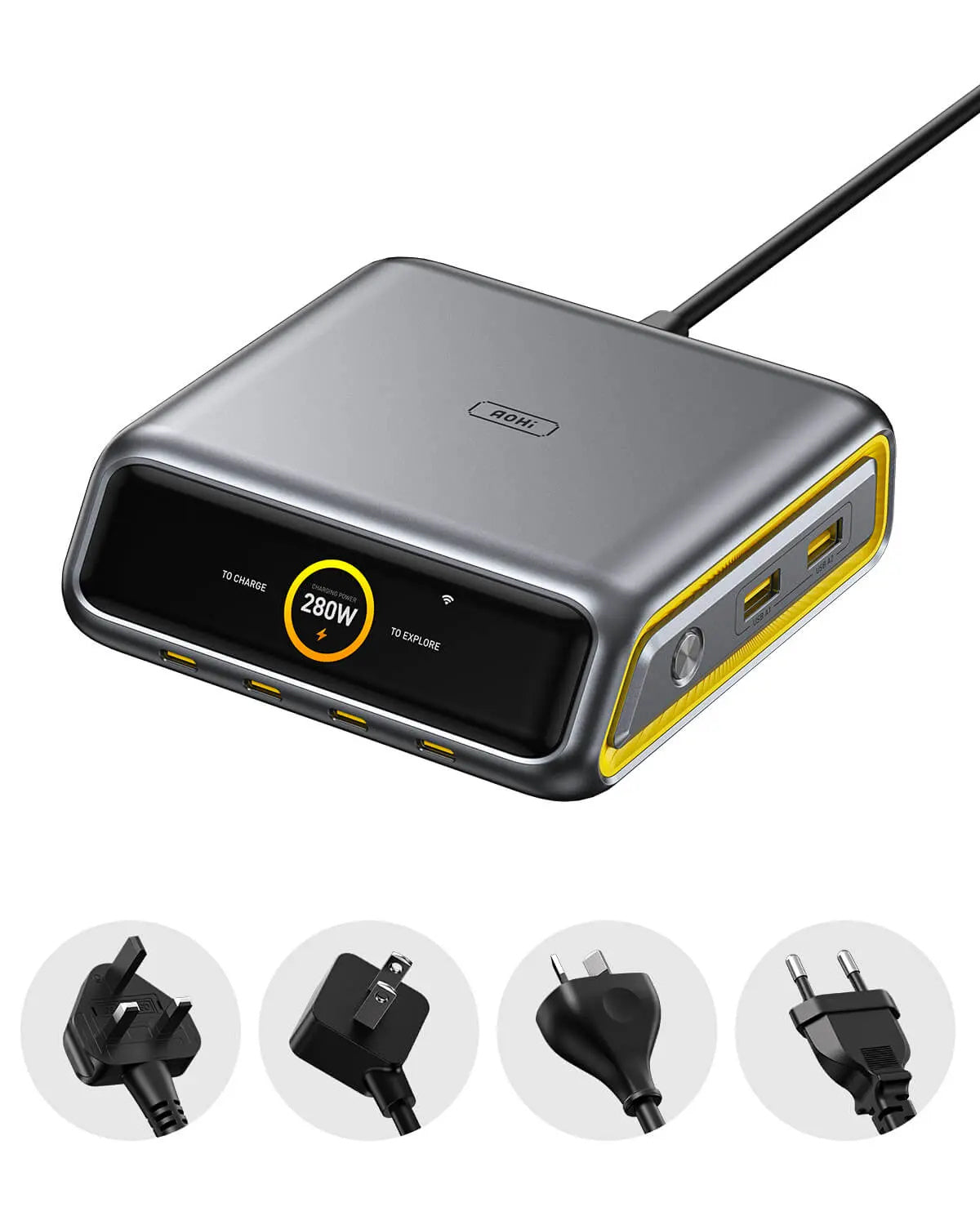 Stacja ładująca AOHi The Future AI 280W PD GaN 6-portów USB