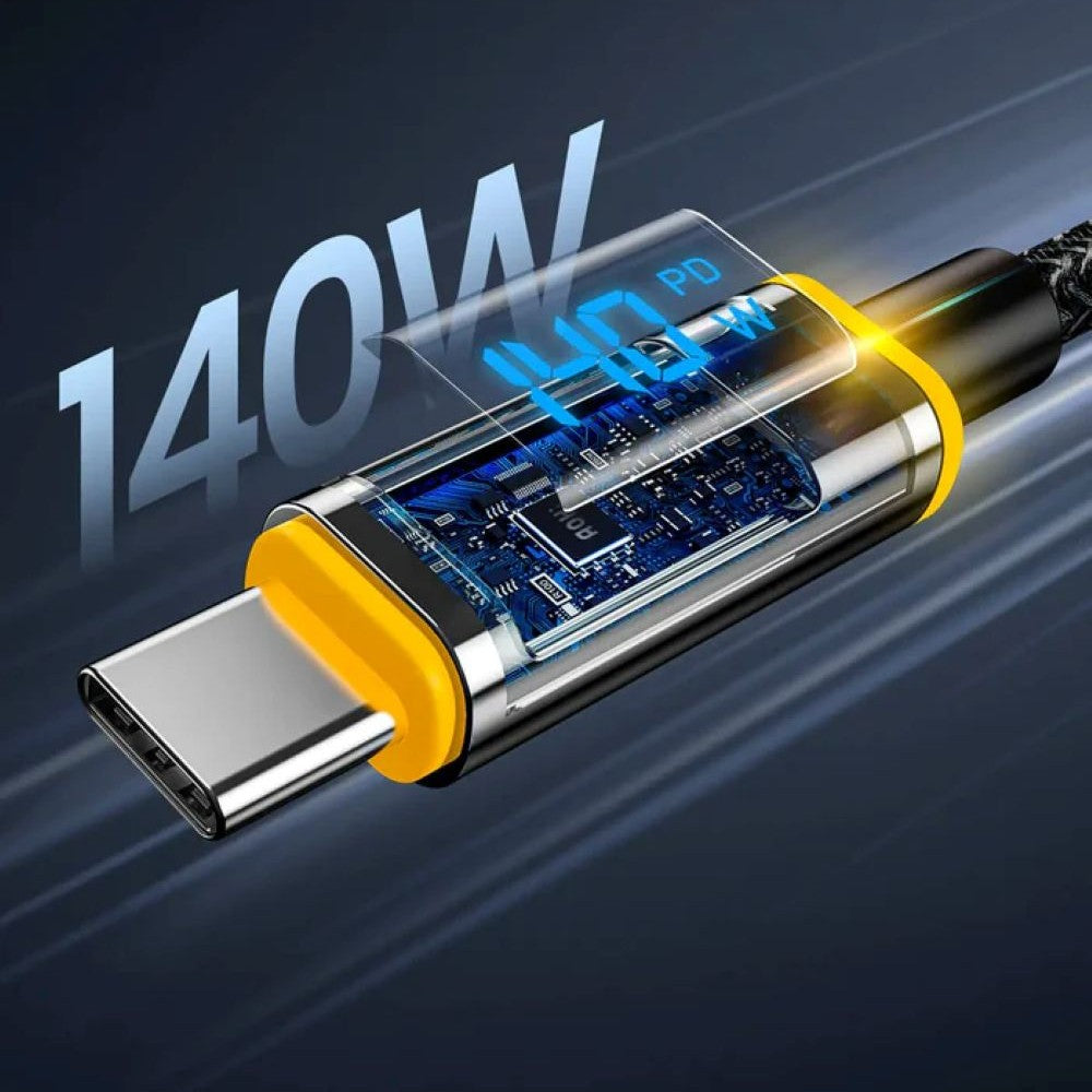 Kabel USB-C z wyświetlaczem LED AOHi MAGLINE+ 140W 1,2m