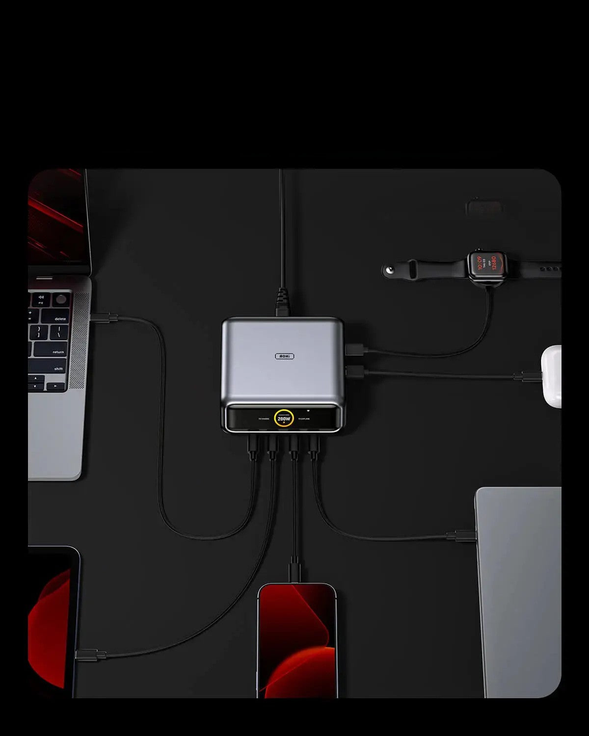 Stacja ładująca AOHi The Future AI 280W PD GaN 6-portów USB