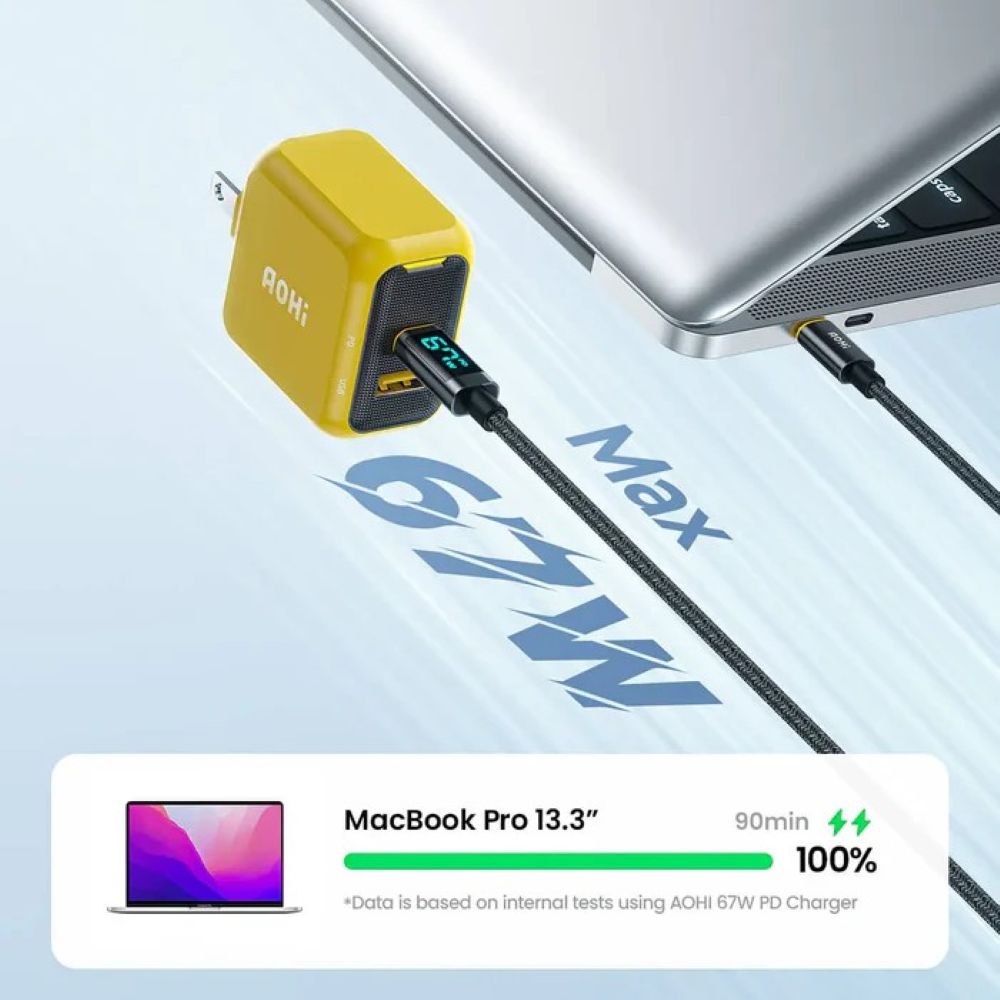 Ładowarka AOHi Magcube PD 67W 1x USB-C, 1x USB-A